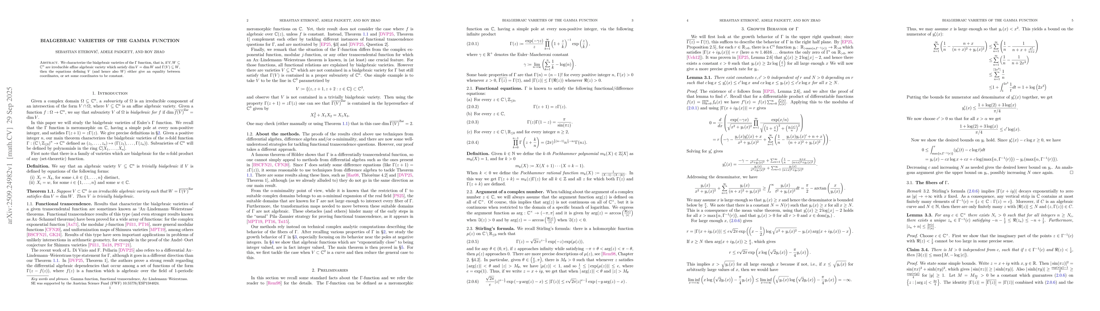 Thumbnail for Bialgebraic varieties of the Gamma function
