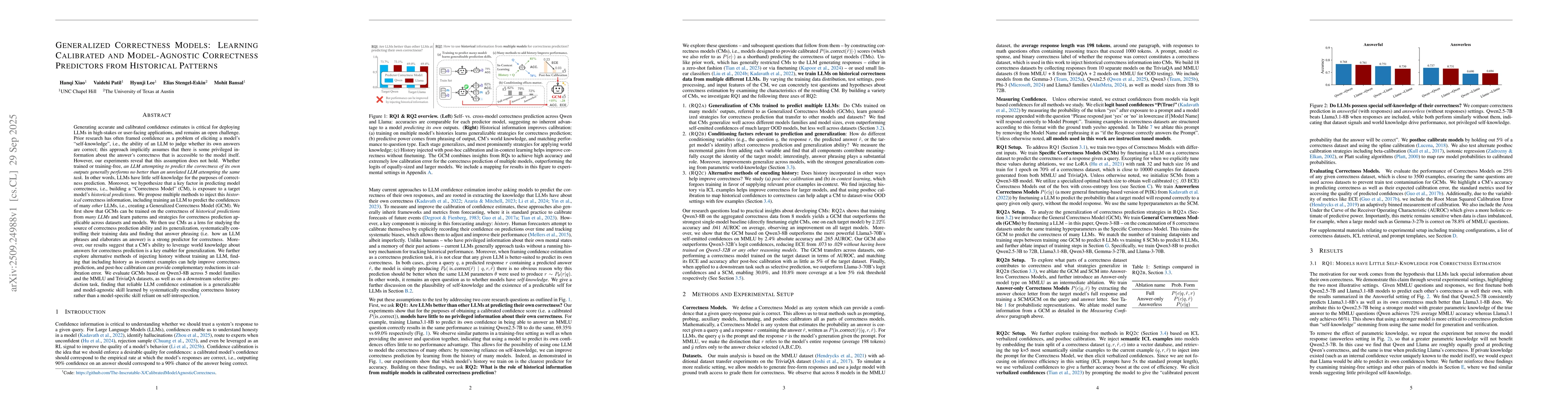 Thumbnail for Generalized Correctness Models: Learning Calibrated and Model-Agnostic
  Correctness Predictors from Historical Patterns