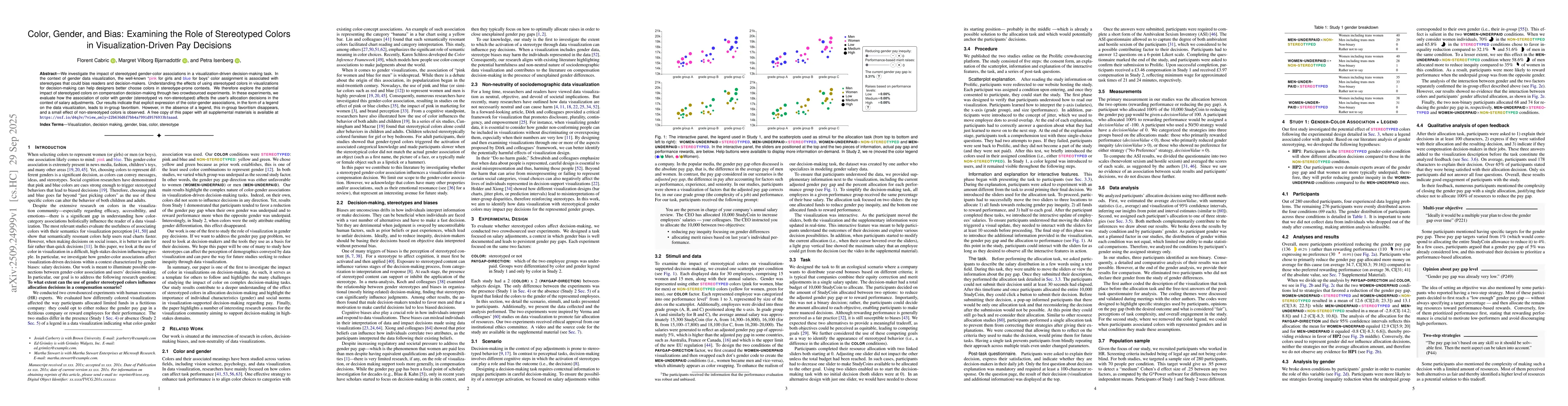 Thumbnail for Color, Gender, and Bias: Examining the Role of Stereotyped Colors in
  Visualization-Driven Pay Decisions
