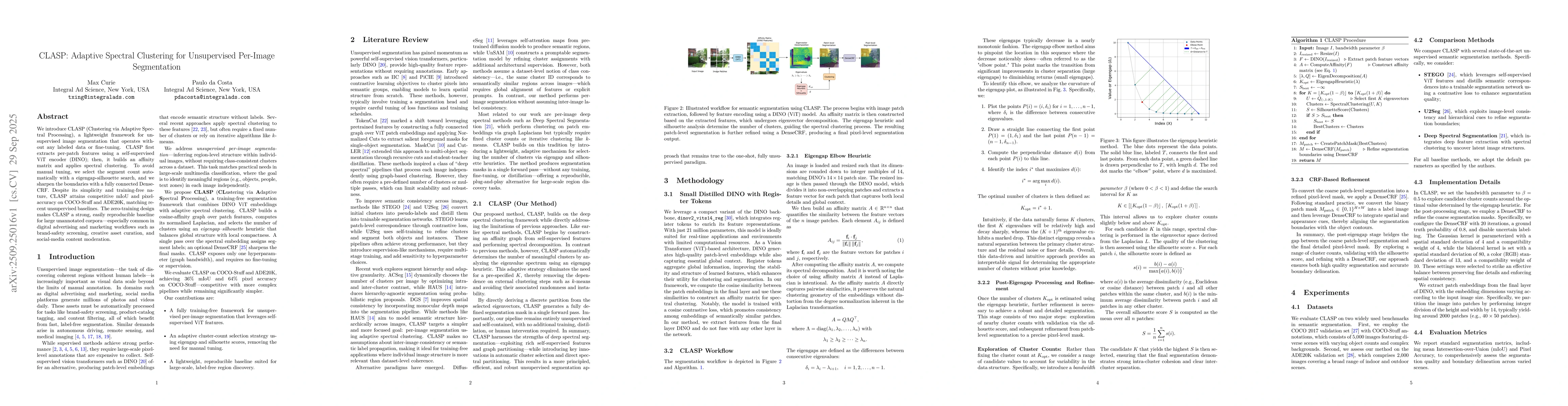 Thumbnail for CLASP: Adaptive Spectral Clustering for Unsupervised Per-Image
  Segmentation