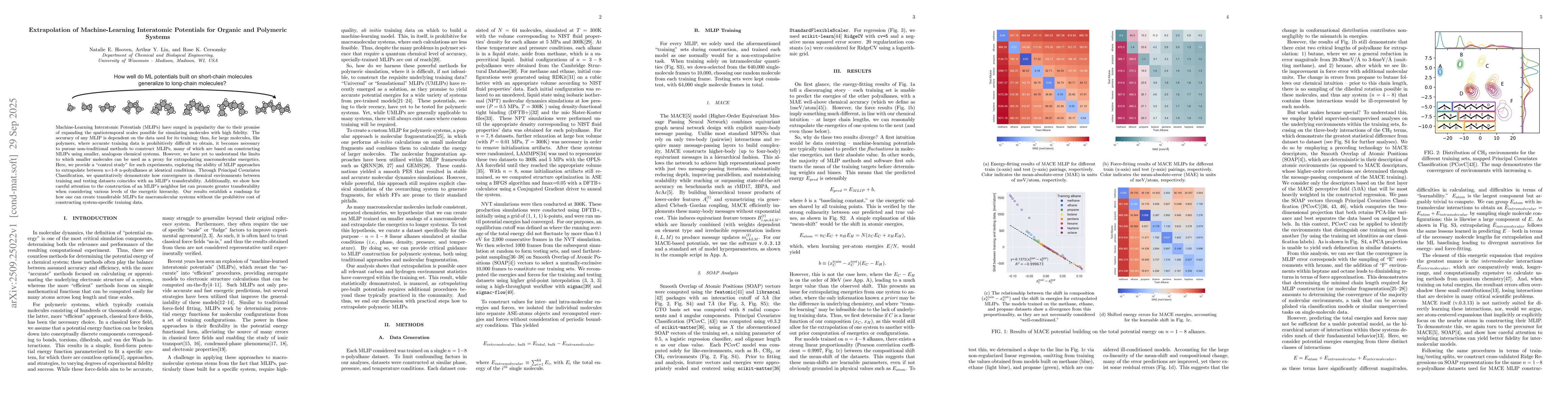 Thumbnail for Extrapolation of Machine-Learning Interatomic Potentials for Organic and
  Polymeric Systems