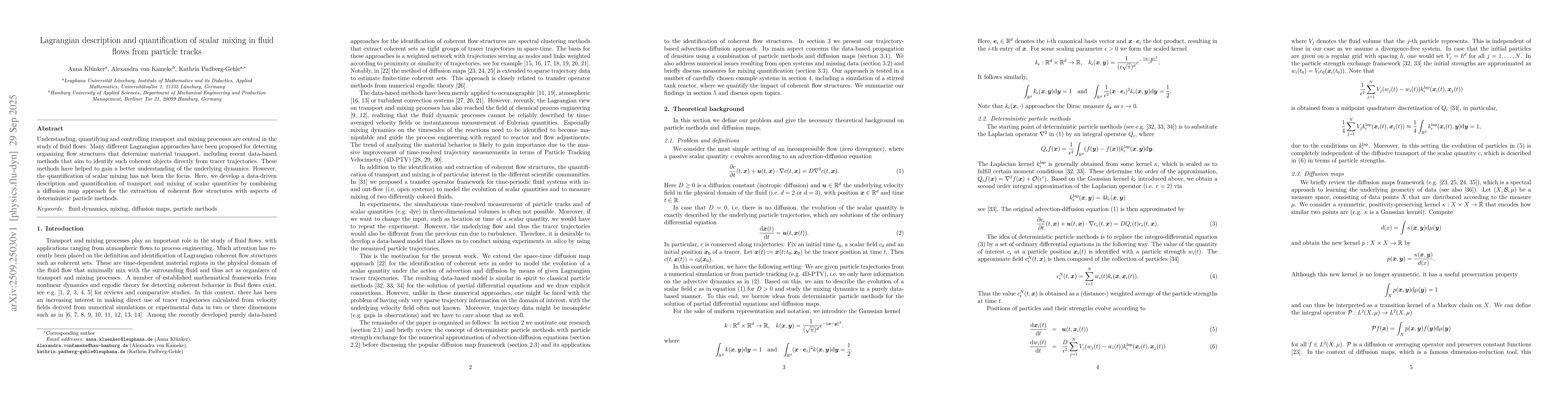 Thumbnail for Lagrangian description and quantification of scalar mixing in fluid
  flows from particle tracks