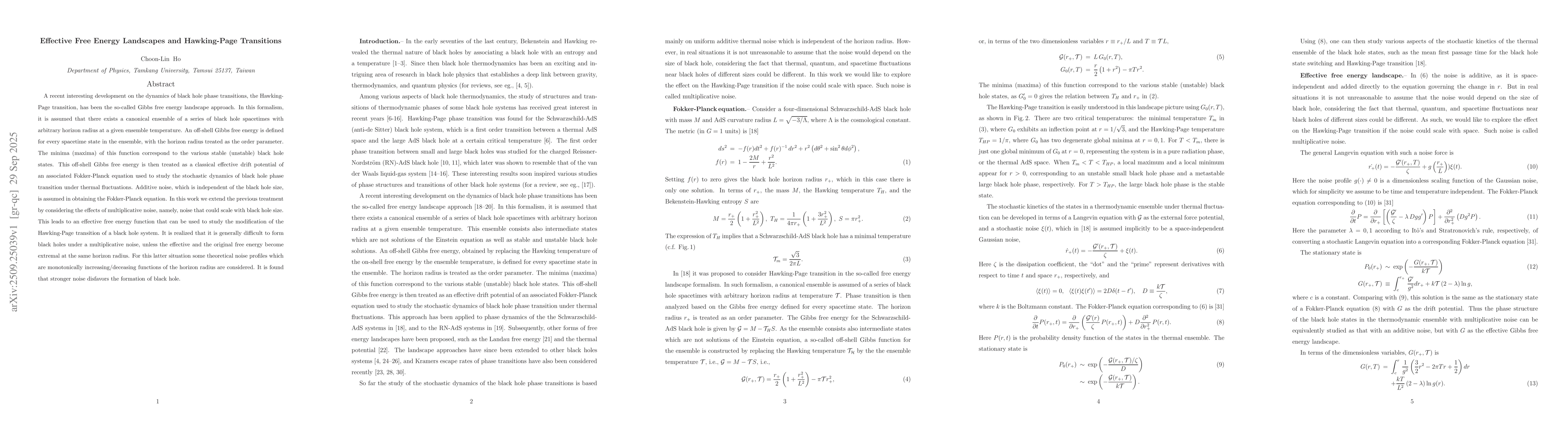 Thumbnail for Effective Free Energy Landscapes and Hawking-Page Transitions