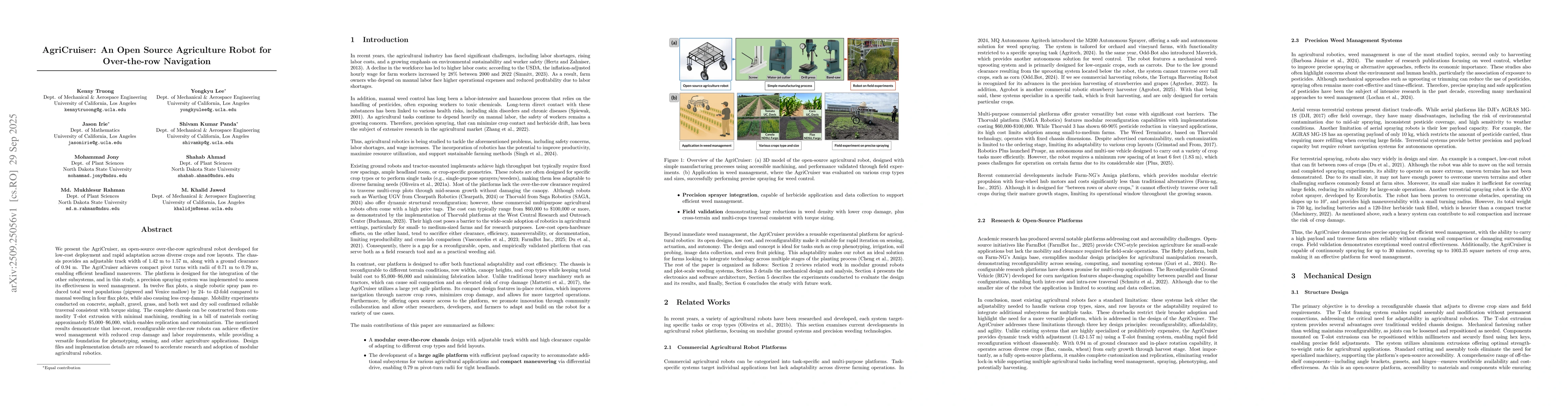 Thumbnail for AgriCruiser: An Open Source Agriculture Robot for Over-the-row
  Navigation