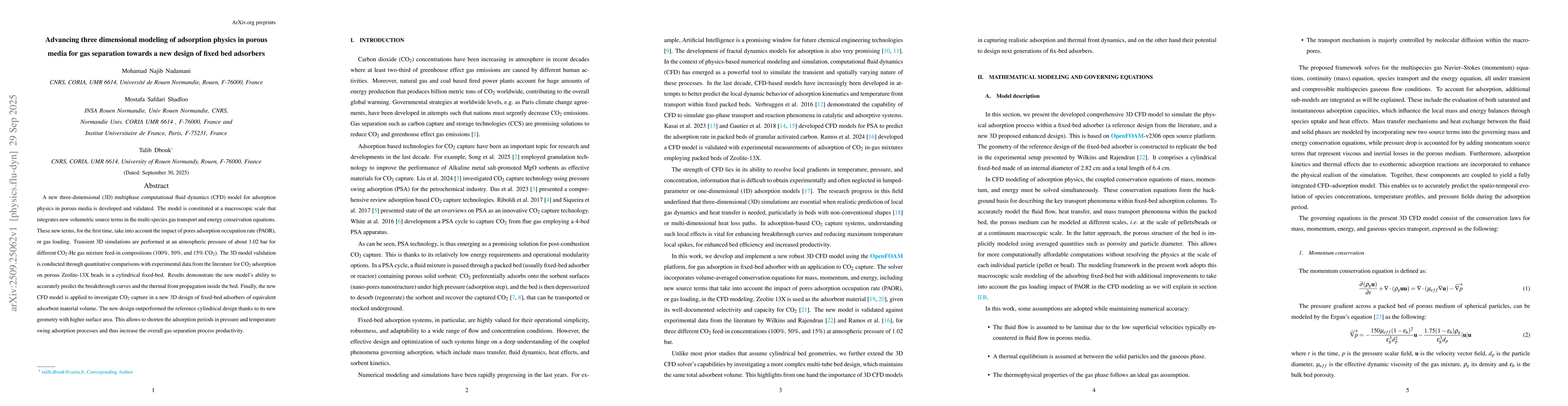 Thumbnail for Advancing three dimensional modeling of adsorption physics in porous
  media for gas separation towards a new design of fixed bed adsorbers