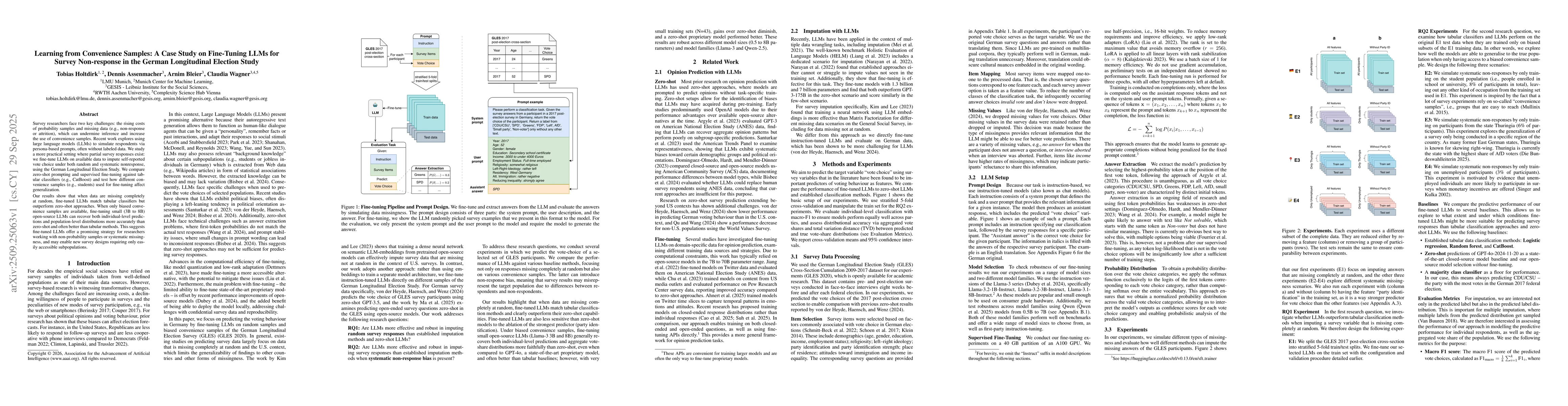 Thumbnail for Learning from Convenience Samples: A Case Study on Fine-Tuning LLMs for
  Survey Non-response in the German Longitudinal Election Study