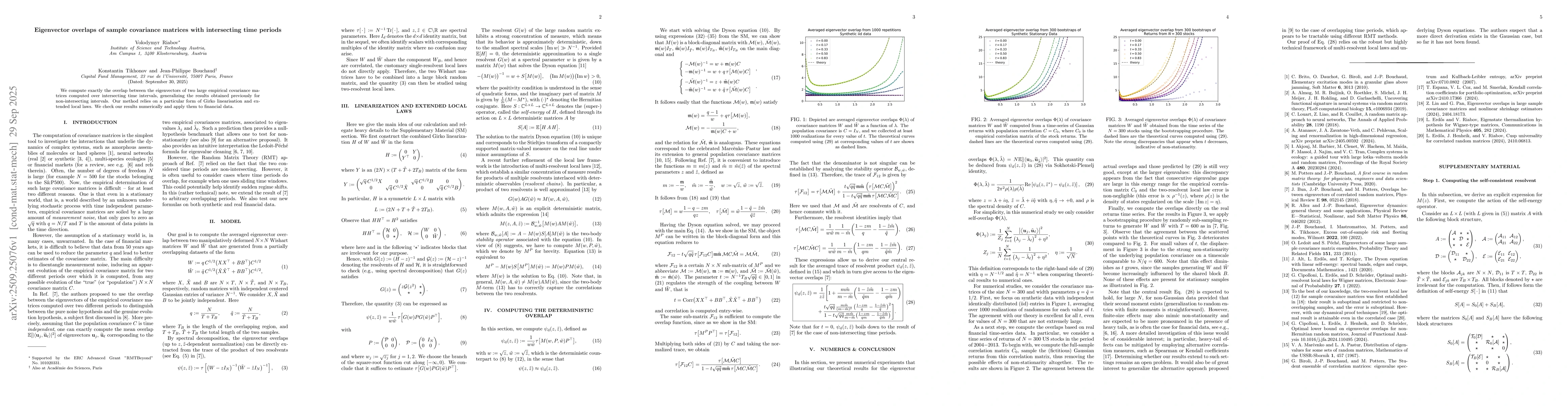 Thumbnail for Eigenvector overlaps of sample covariance matrices with intersecting
  time periods
