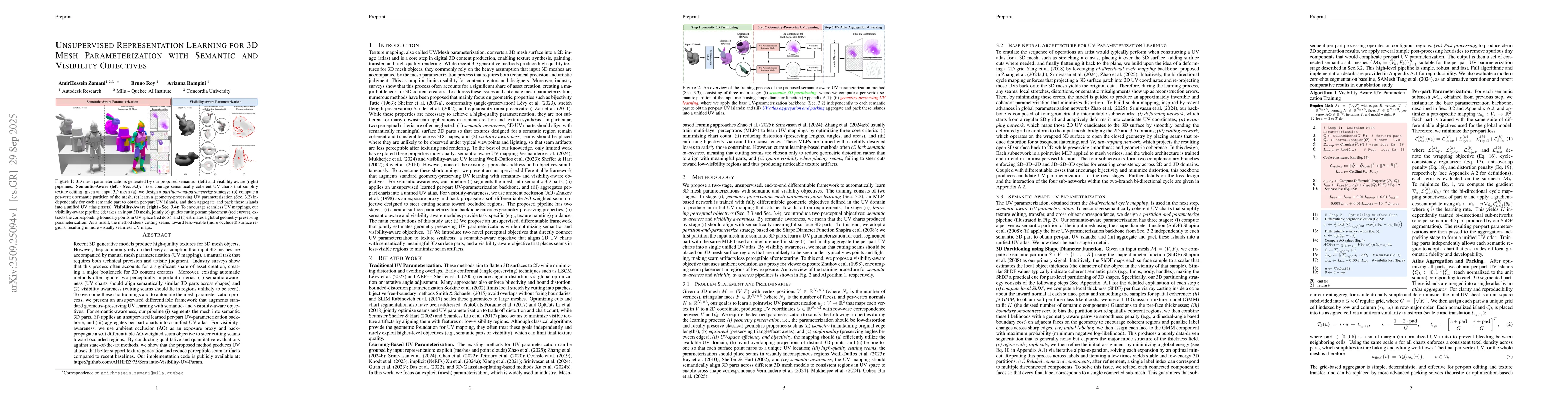 Thumbnail for Unsupervised Representation Learning for 3D Mesh Parameterization with
  Semantic and Visibility Objectives