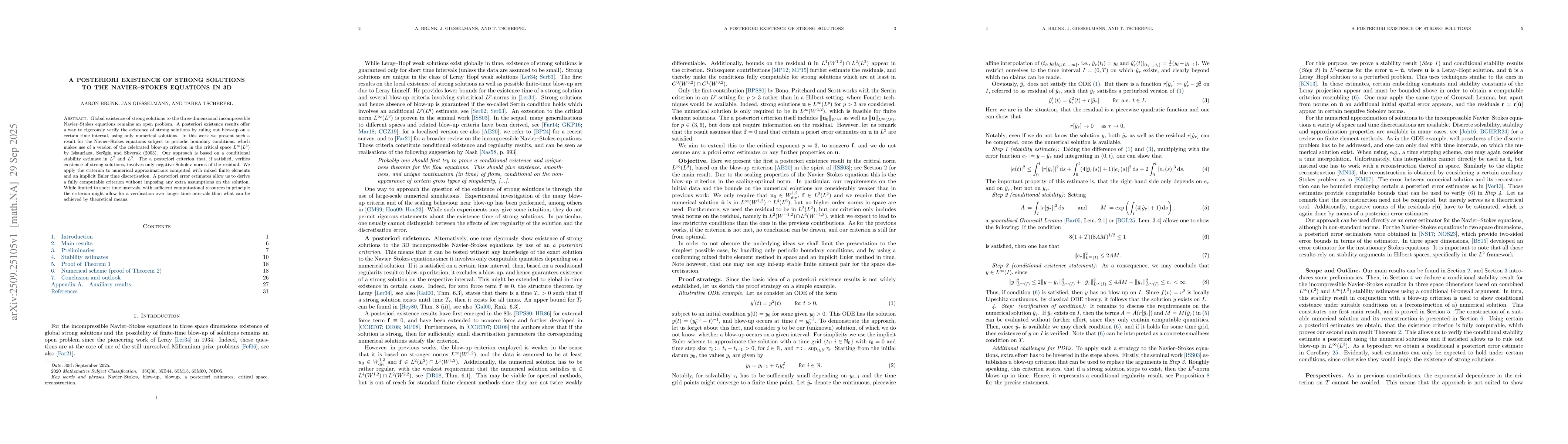 Thumbnail for A posteriori existence of strong solutions to the Navier-Stokes
  equations in 3D