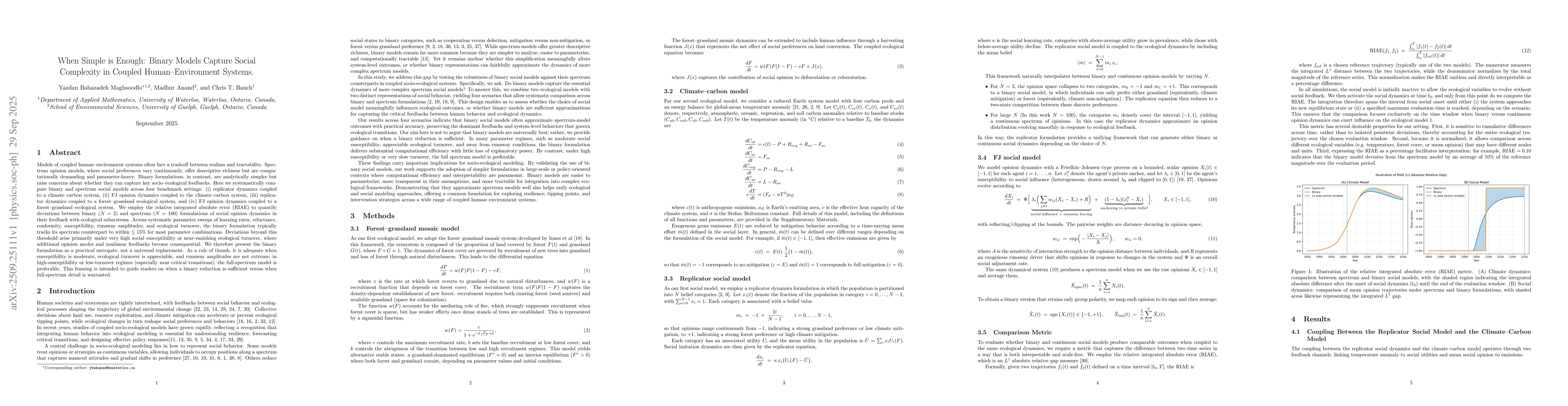 Thumbnail for When Simple is Enough, Binary Models Capture Social Complexity in
  Coupled Human-Environment Systems
