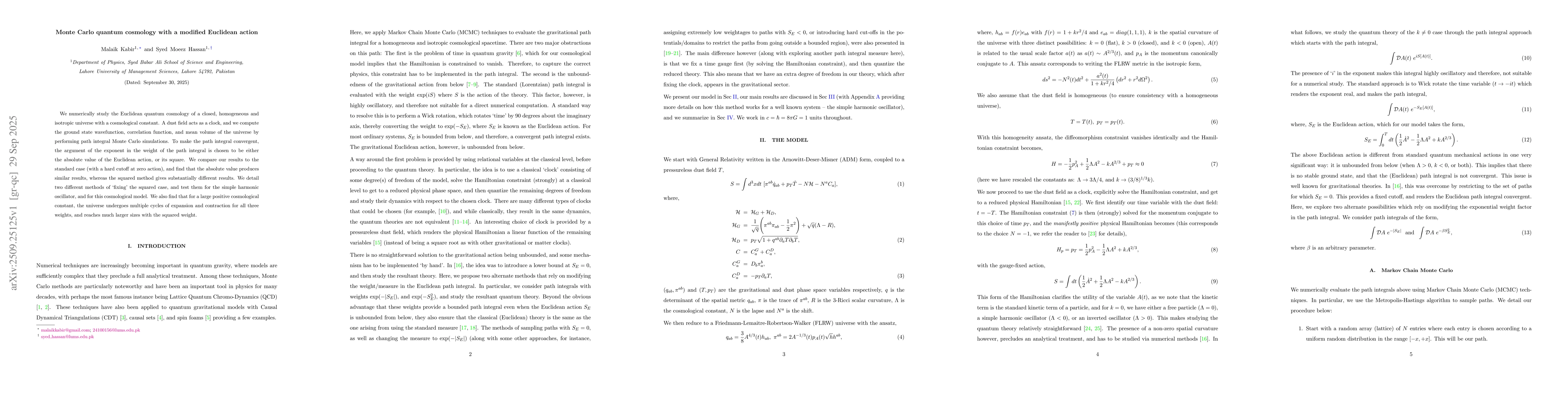Thumbnail for Monte Carlo quantum cosmology with a modified Euclidean action