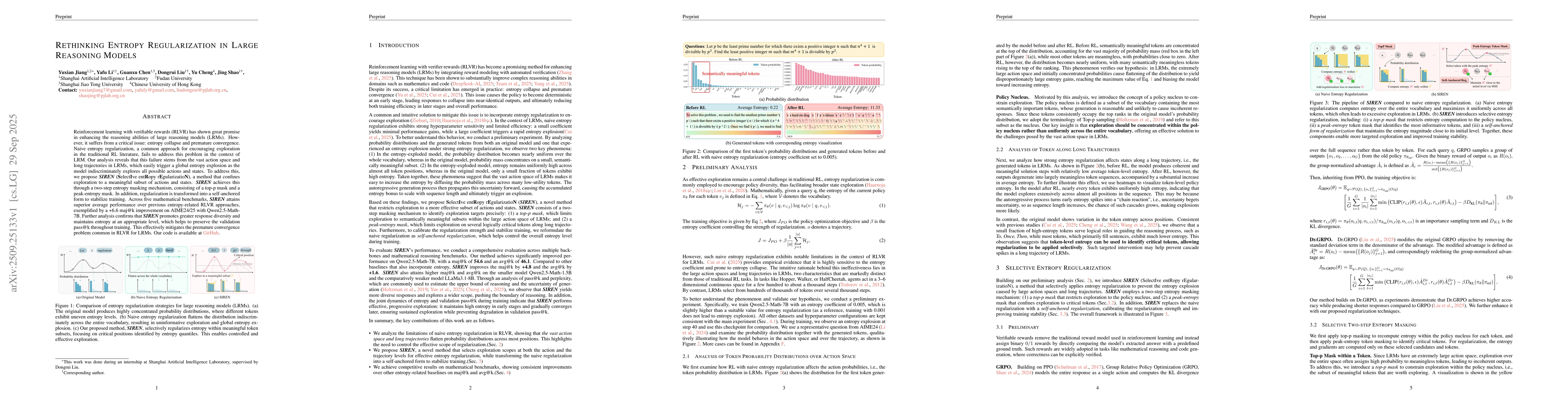Thumbnail for Rethinking Entropy Regularization in Large Reasoning Models