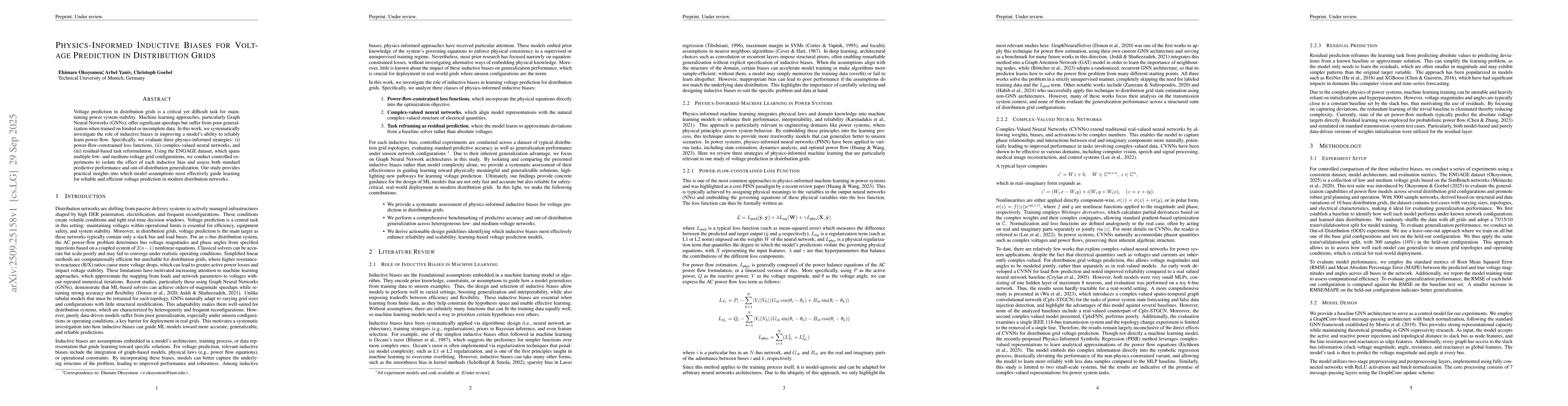 Thumbnail for Physics-Informed Inductive Biases for Voltage Prediction in Distribution
  Grids