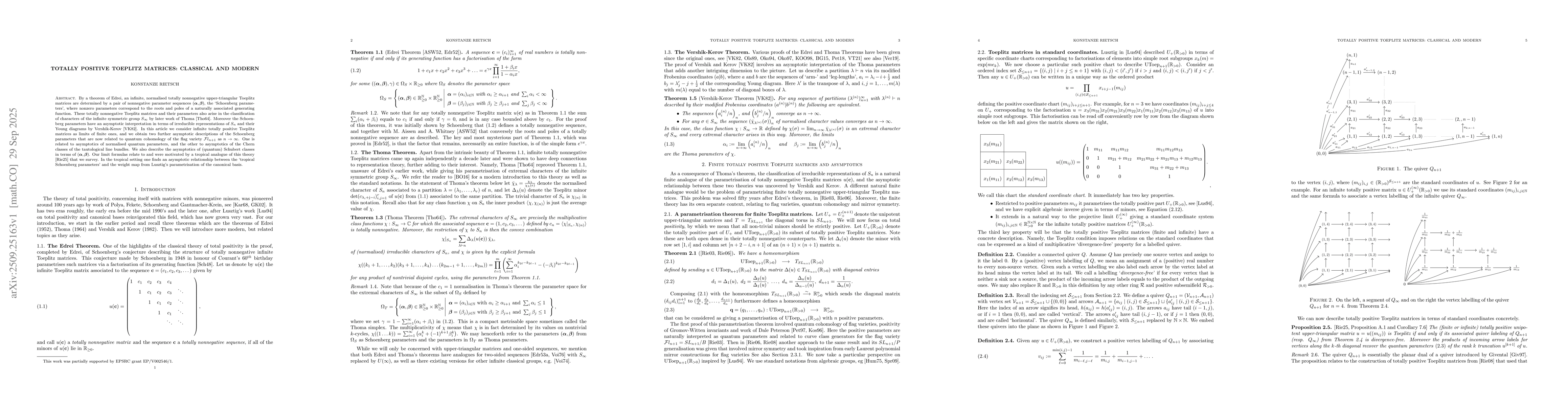 Thumbnail for Totally positive Toeplitz matrices: classical and modern