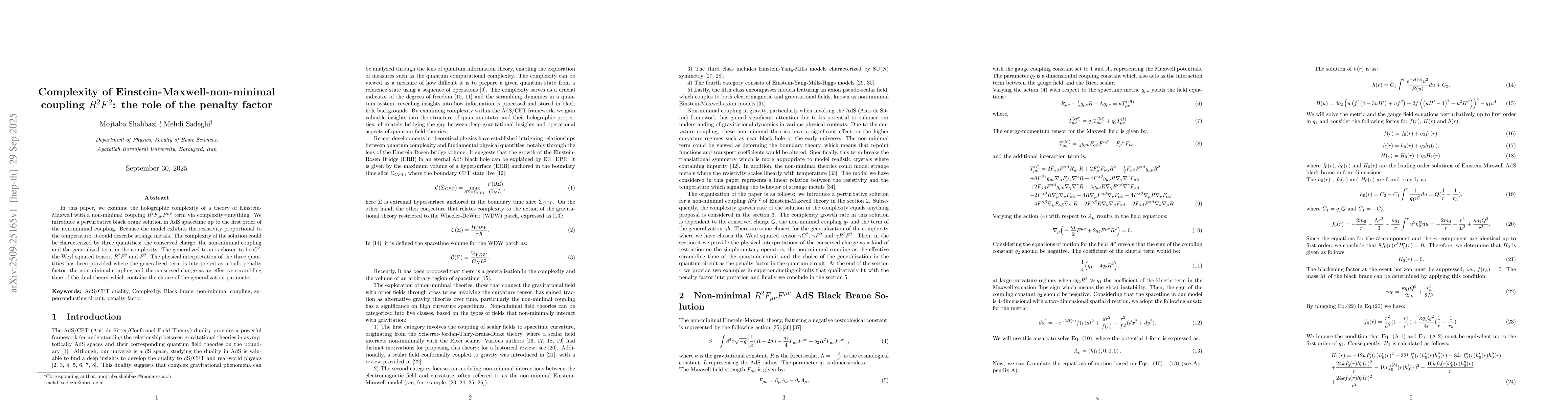 Thumbnail for Complexity of Einstein-Maxwell-non-minimal coupling $R^2F^2$: the role
  of the penalty factor