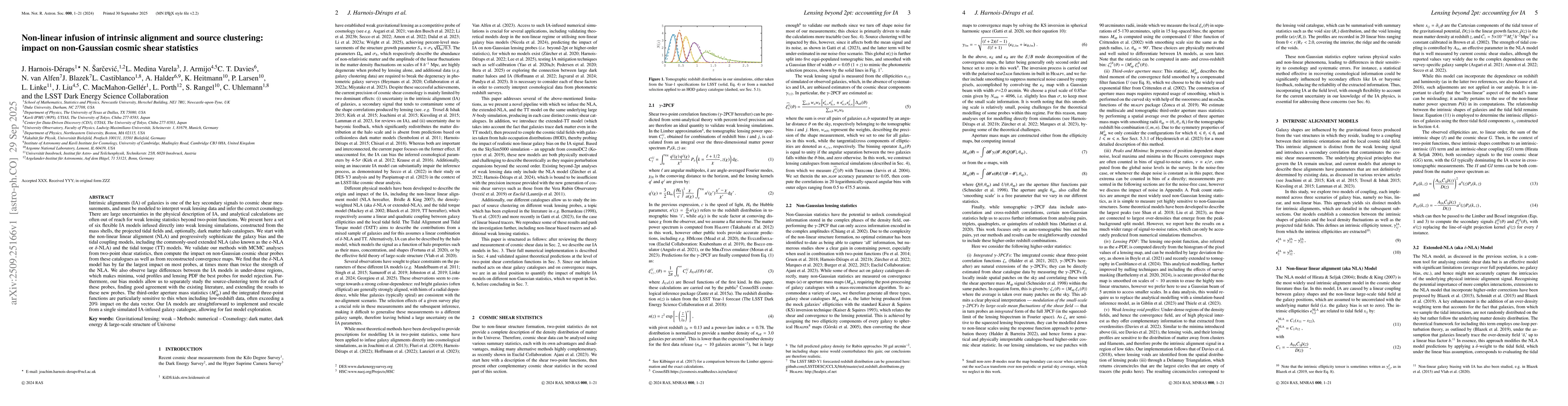 Thumbnail for Non-linear infusion of intrinsic alignment and source clustering: impact
  on non-Gaussian cosmic shear statistics