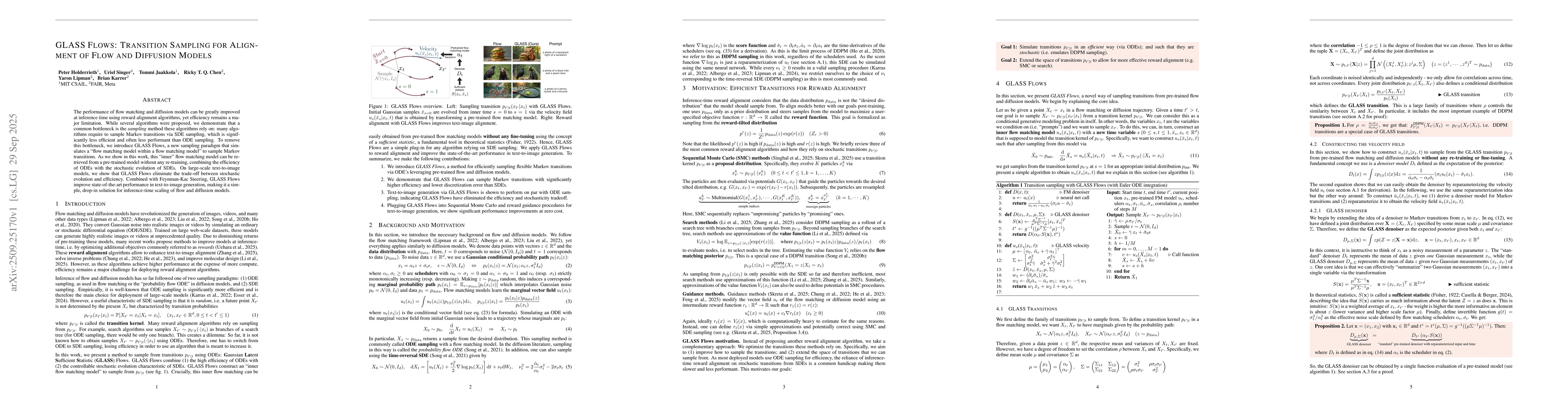 Thumbnail for GLASS Flows: Transition Sampling for Alignment of Flow and Diffusion
  Models