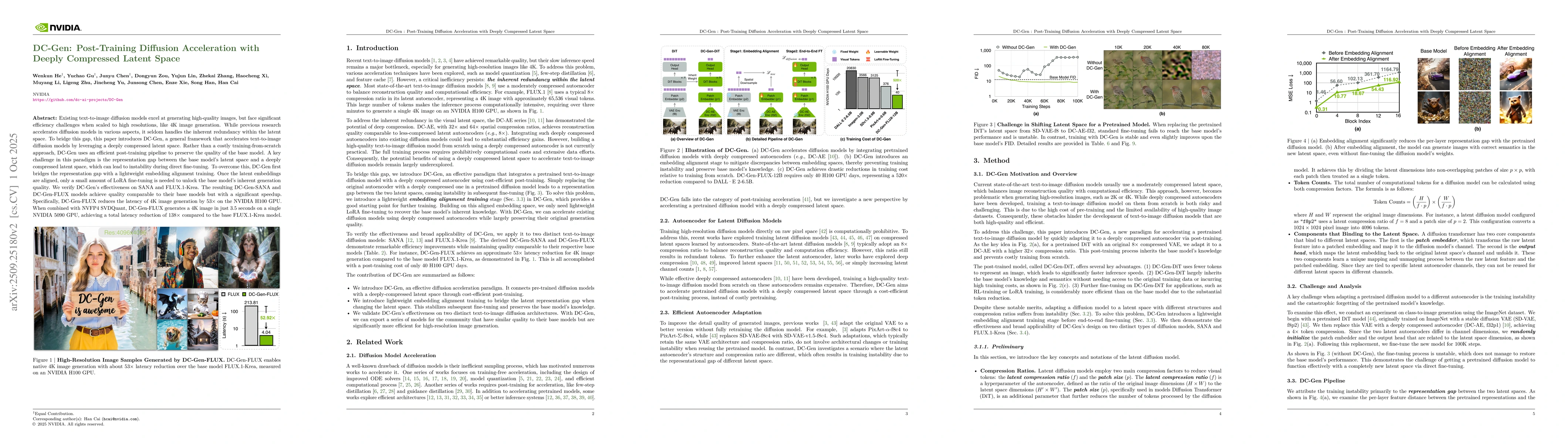Thumbnail for DC-Gen: Post-Training Diffusion Acceleration with Deeply Compressed
  Latent Space