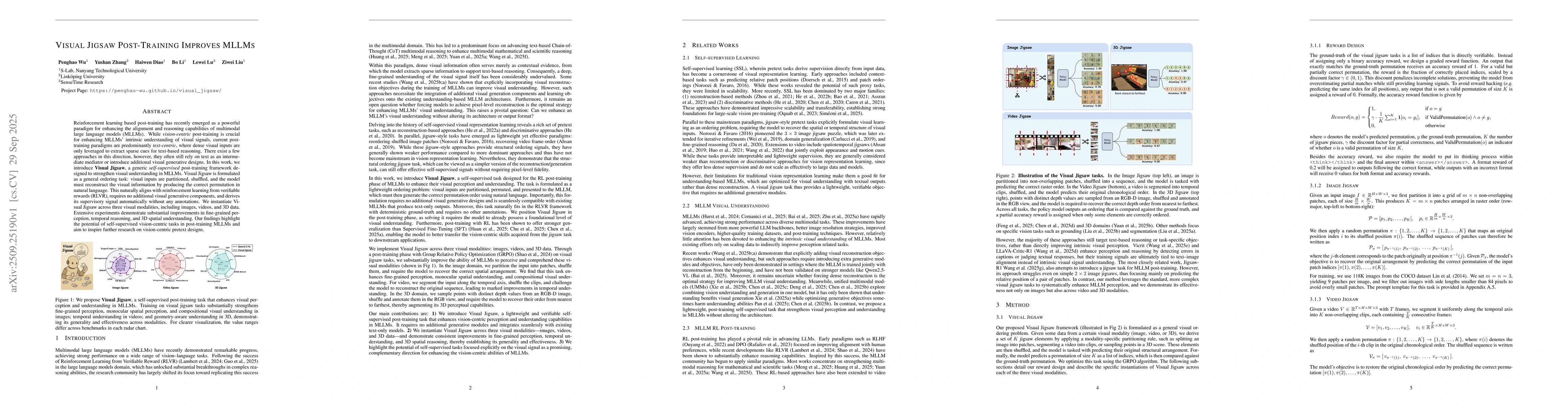 Thumbnail for Visual Jigsaw Post-Training Improves MLLMs