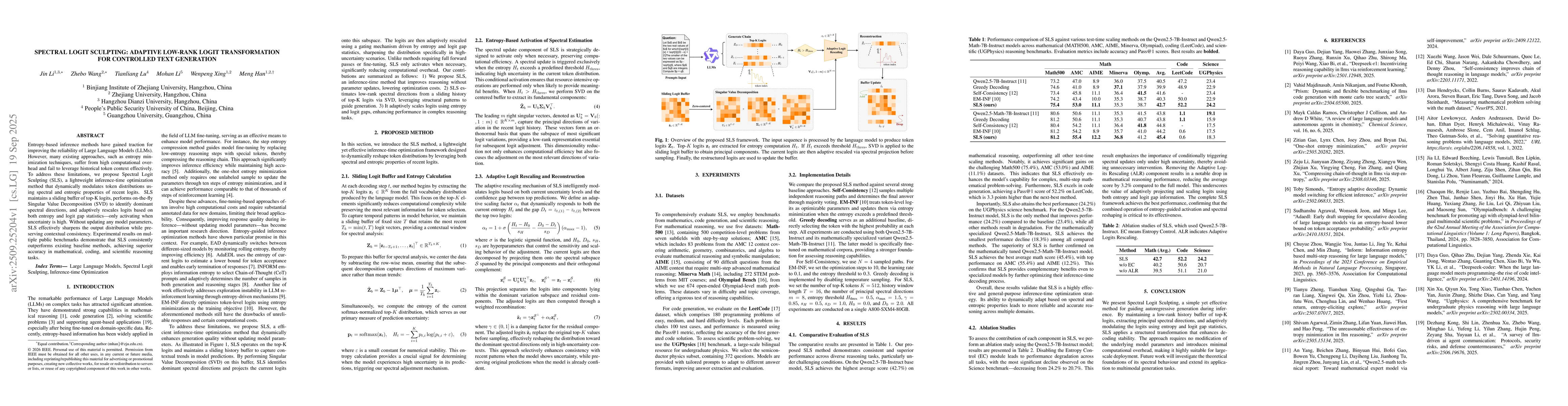 Thumbnail for Spectral Logit Sculpting: Adaptive Low-Rank Logit Transformation for
  Controlled Text Generation
