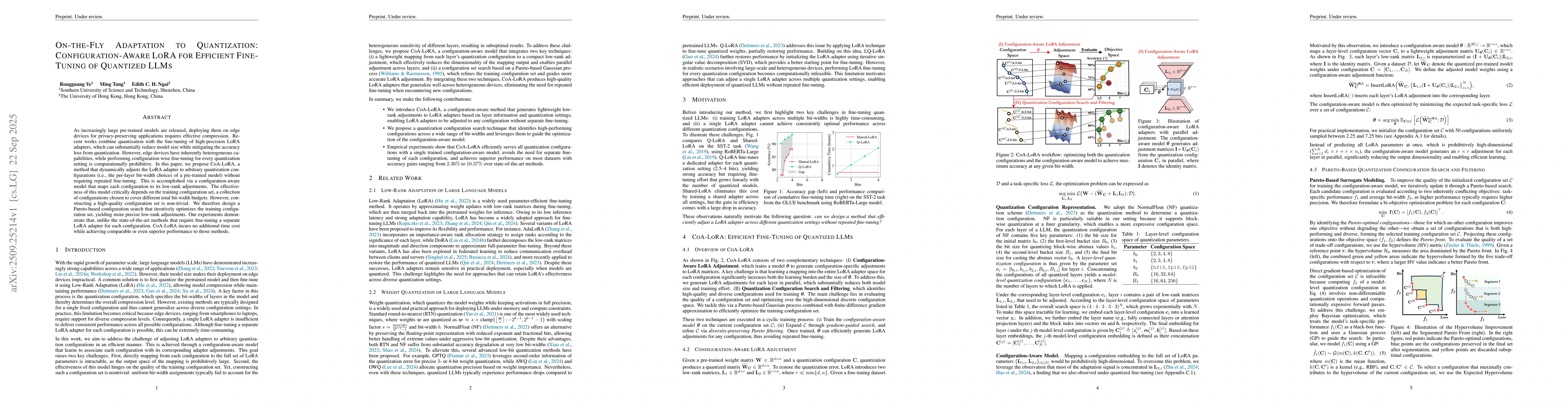 Thumbnail for On-the-Fly Adaptation to Quantization: Configuration-Aware LoRA for
  Efficient Fine-Tuning of Quantized LLMs
