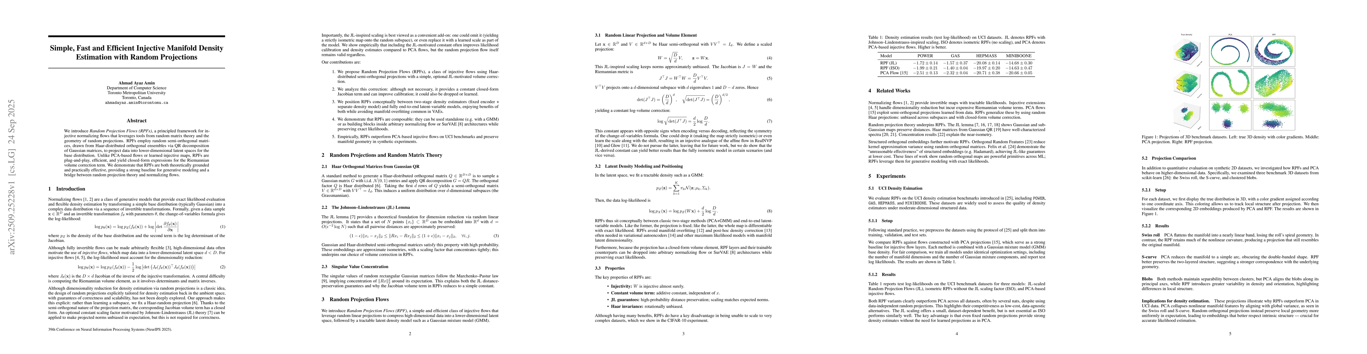 Thumbnail for Simple, Fast and Efficient Injective Manifold Density Estimation with
  Random Projections