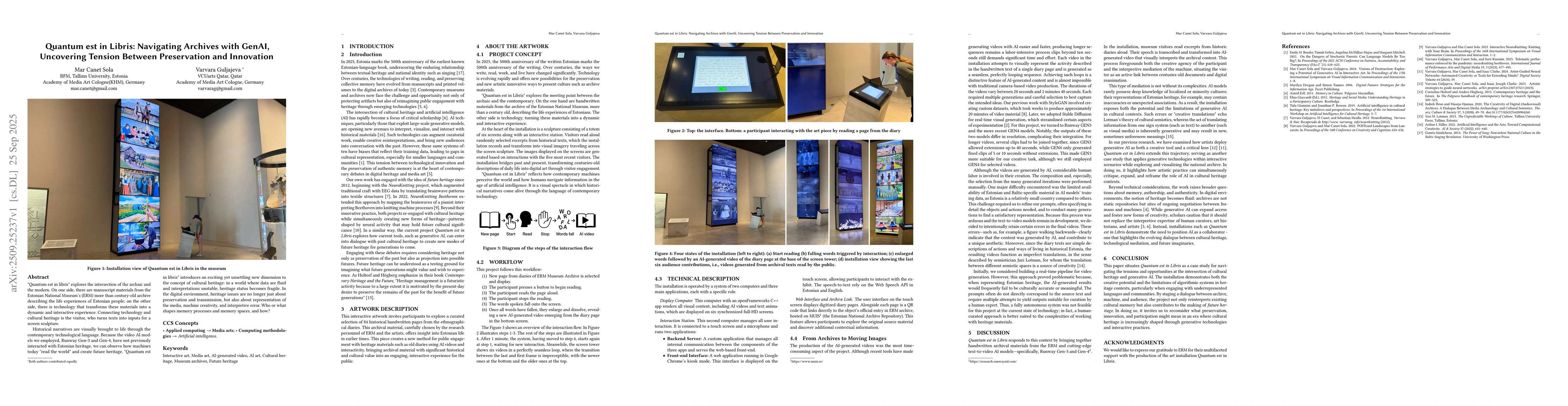 Thumbnail for Quantum est in Libris: Navigating Archives with GenAI, Uncovering
  Tension Between Preservation and Innovation