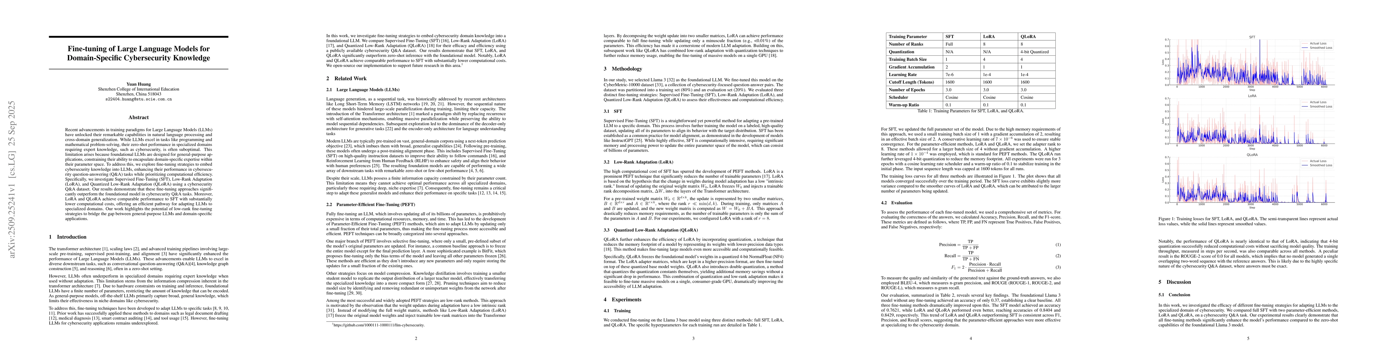 Thumbnail for Fine-tuning of Large Language Models for Domain-Specific Cybersecurity
  Knowledge
