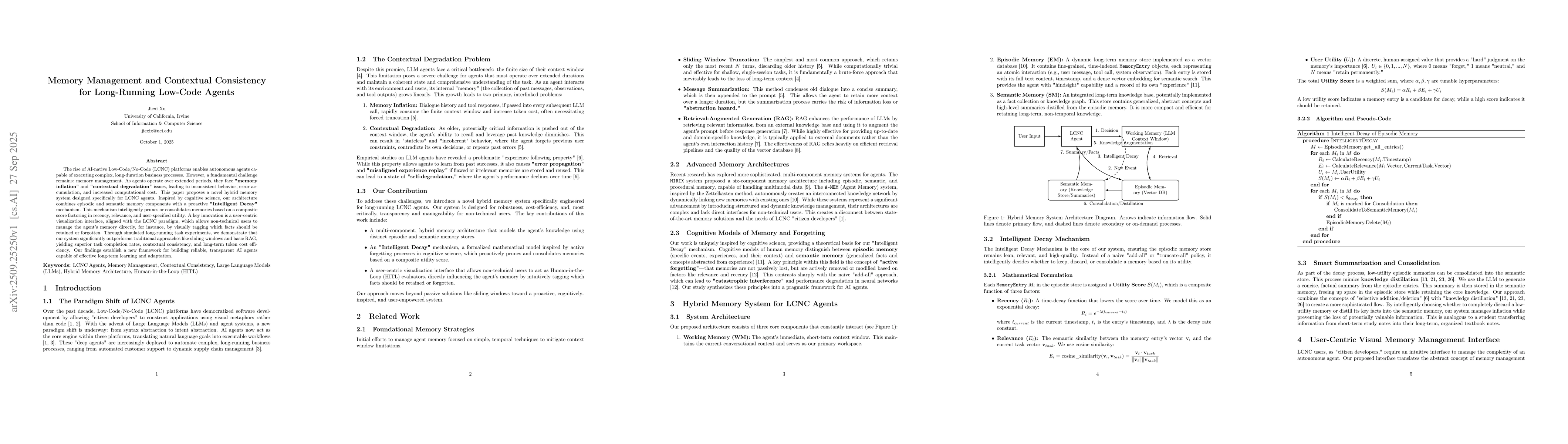 Thumbnail for Memory Management and Contextual Consistency for Long-Running Low-Code
  Agents