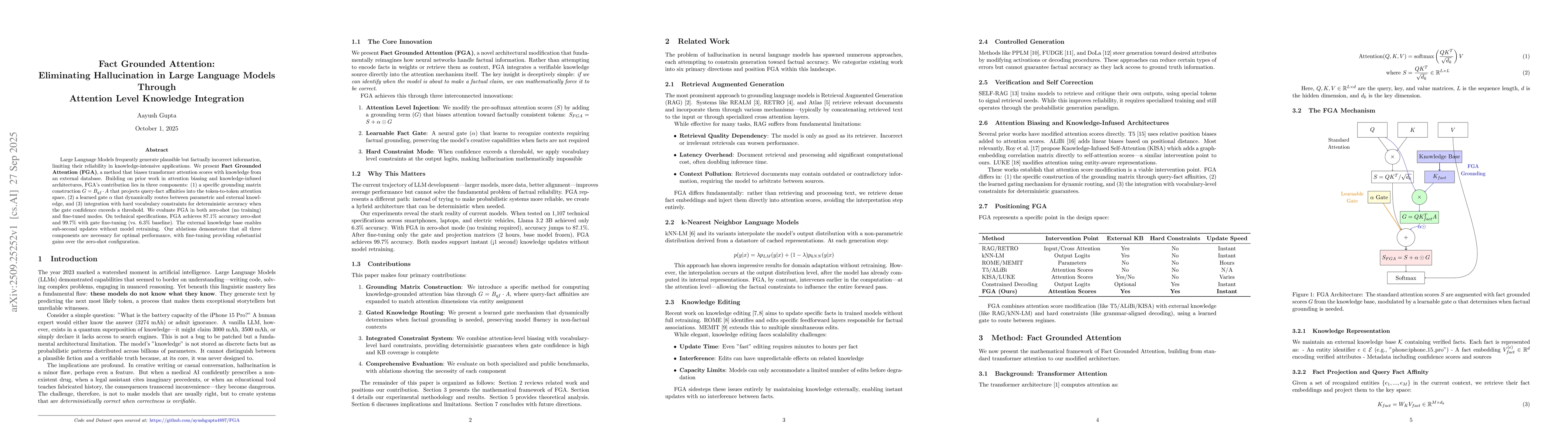 Thumbnail for Fact Grounded Attention: Eliminating Hallucination in Large Language
  Models Through Attention Level Knowledge Integration