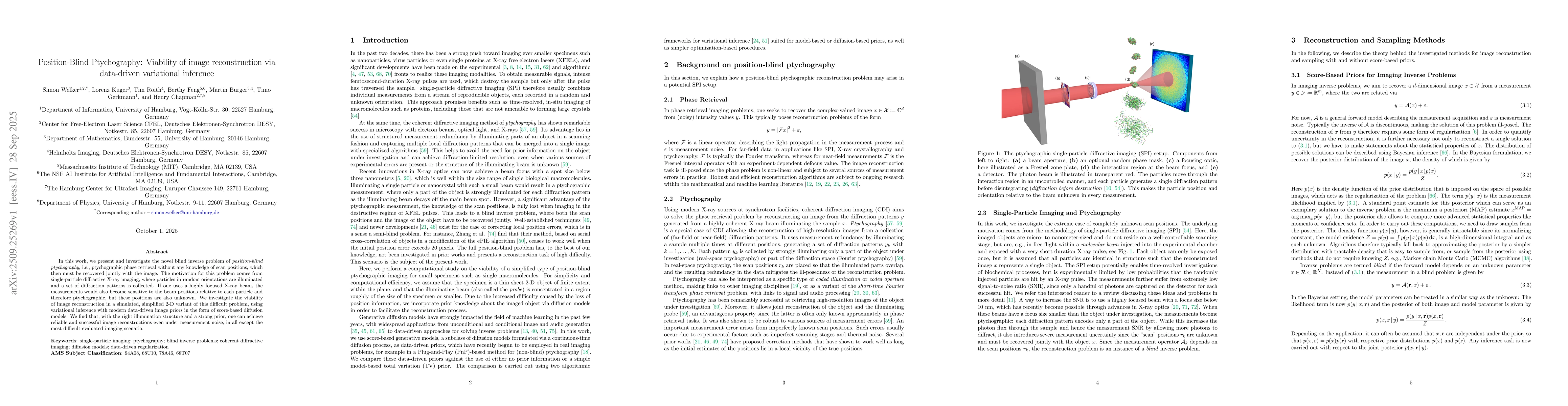 Thumbnail for Position-Blind Ptychography: Viability of image reconstruction via
  data-driven variational inference