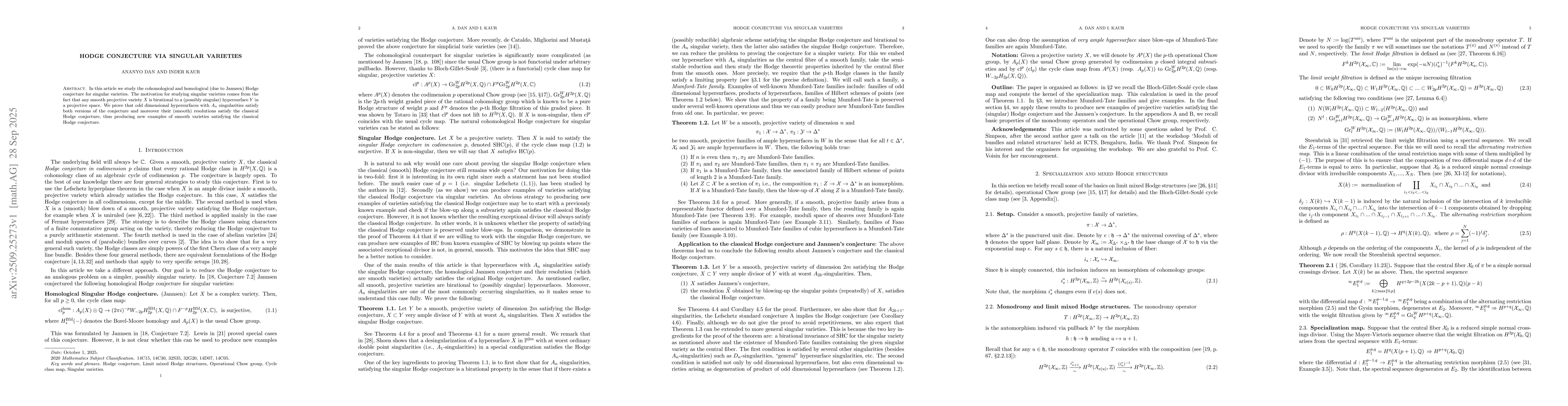 Thumbnail for Hodge Conjecture via Singular Varieties