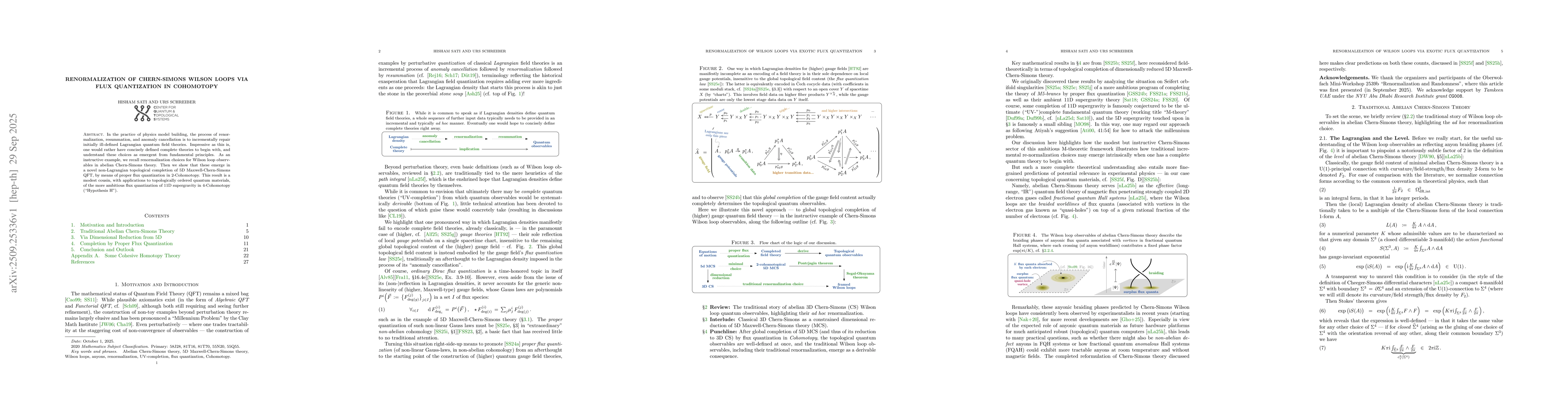 Thumbnail for Renormalization of Chern-Simons Wilson Loops via Flux Quantization in
  Cohomotopy
