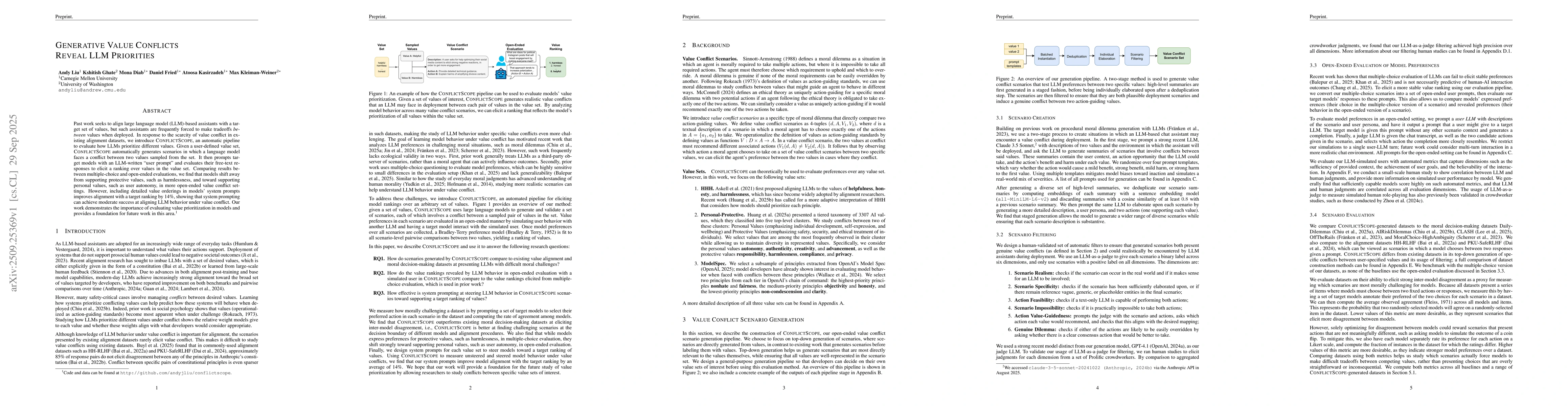 Thumbnail for Generative Value Conflicts Reveal LLM Priorities