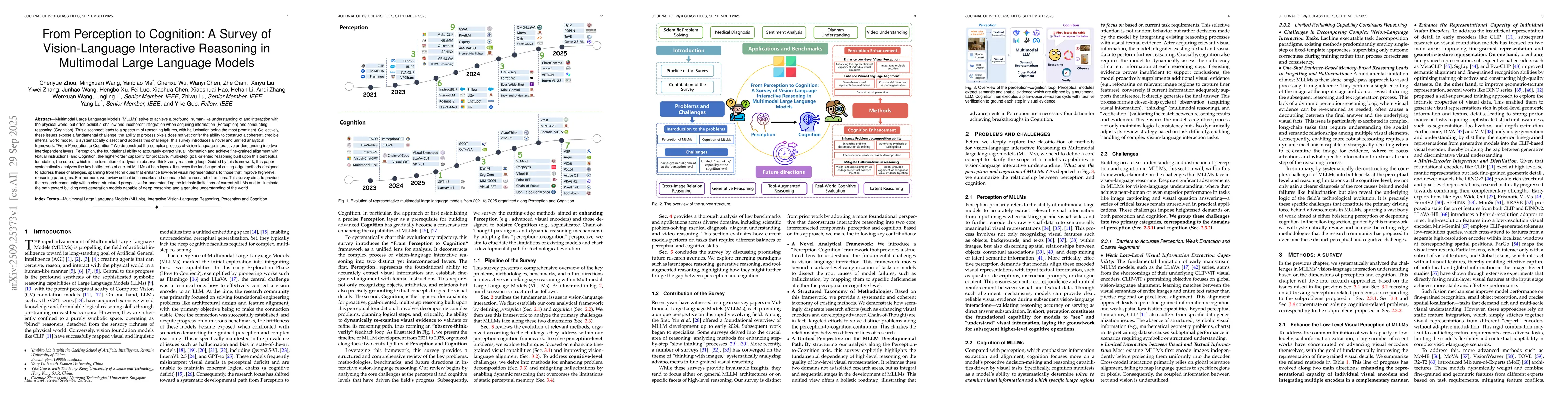 Thumbnail for From Perception to Cognition: A Survey of Vision-Language Interactive
  Reasoning in Multimodal Large Language Models