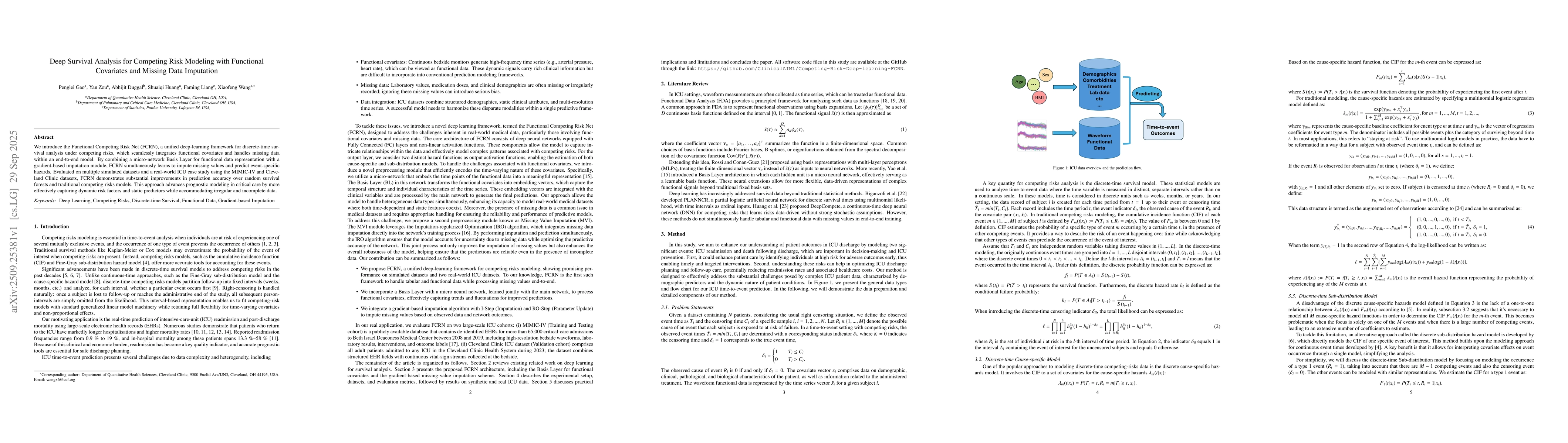 Thumbnail for Deep Survival Analysis for Competing Risk Modeling with Functional
  Covariates and Missing Data Imputation