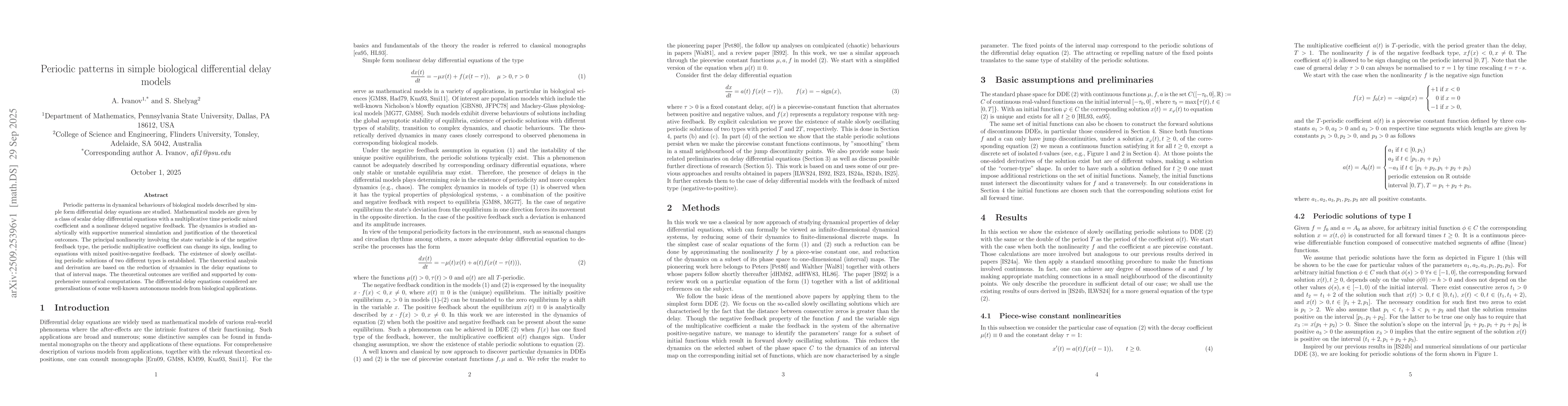 Thumbnail for Periodic patterns in simple biological differential delay models