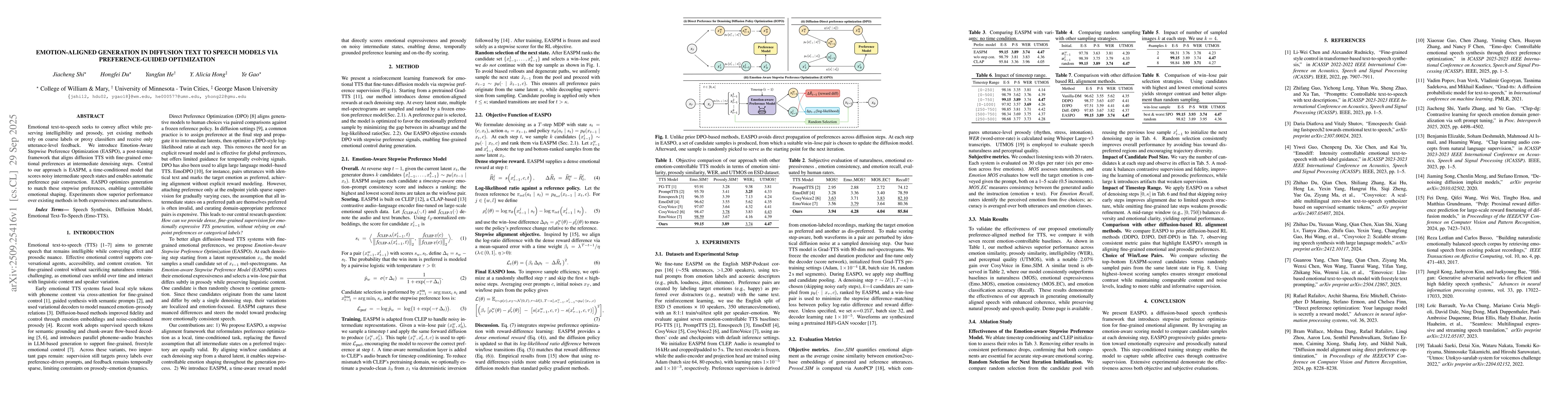 Thumbnail for Emotion-Aligned Generation in Diffusion Text to Speech Models via
  Preference-Guided Optimization