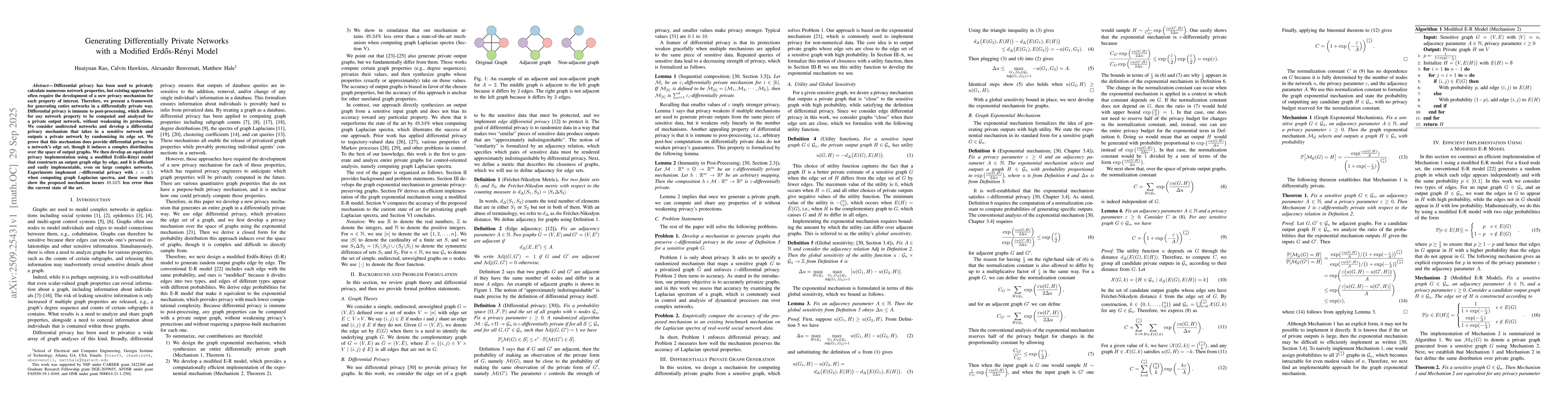 Thumbnail for Generating Differentially Private Networks with a Modified
  Erdős-Rényi Model