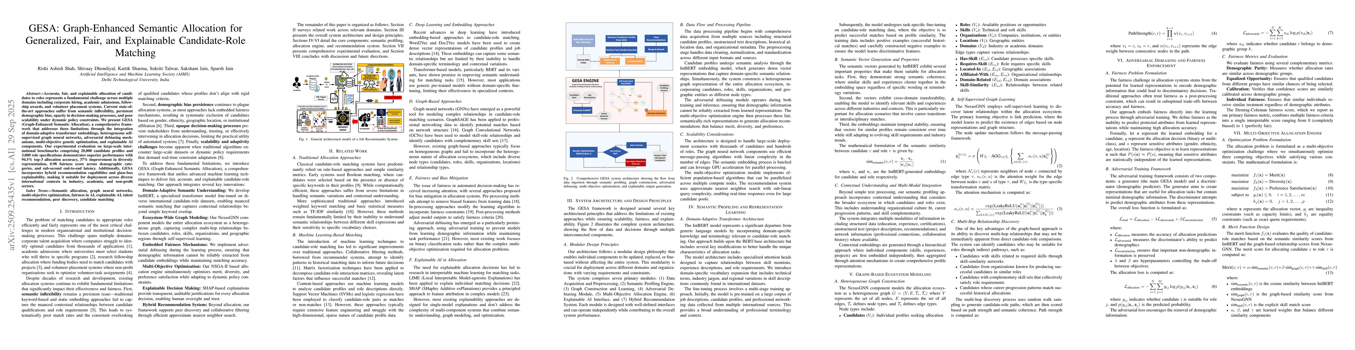 Thumbnail for GESA: Graph-Enhanced Semantic Allocation for Generalized, Fair, and
  Explainable Candidate-Role Matching