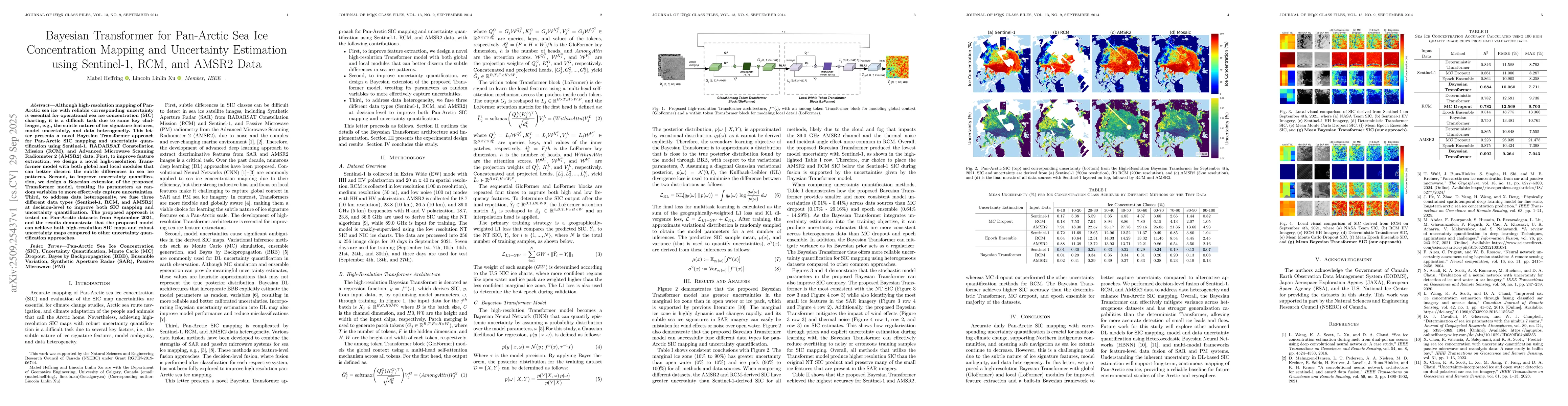 Thumbnail for Bayesian Transformer for Pan-Arctic Sea Ice Concentration Mapping and
  Uncertainty Estimation using Sentinel-1, RCM, and AMSR2 Data
