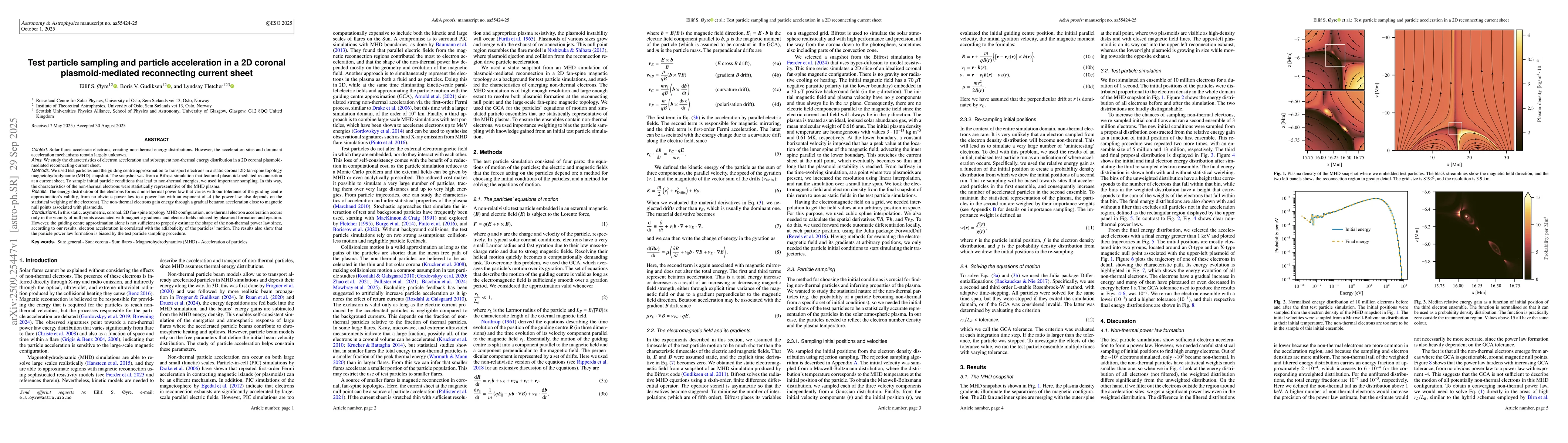Thumbnail for Test particle sampling and particle acceleration in a 2D coronal
  plasmoid-mediated reconnecting current sheet