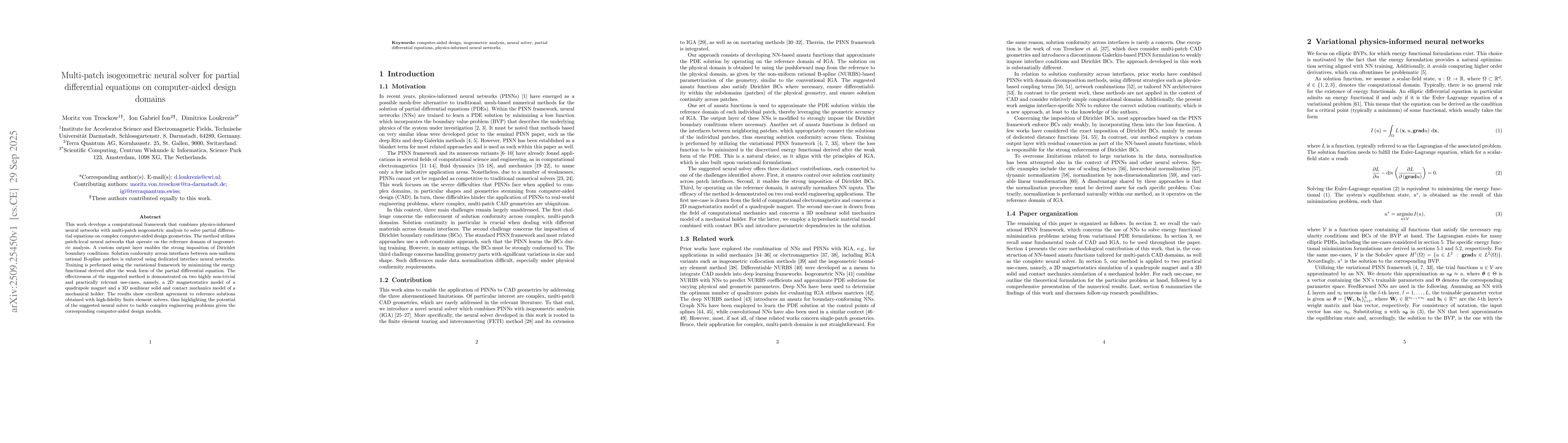 Thumbnail for Multi-patch isogeometric neural solver for partial differential
  equations on computer-aided design domains
