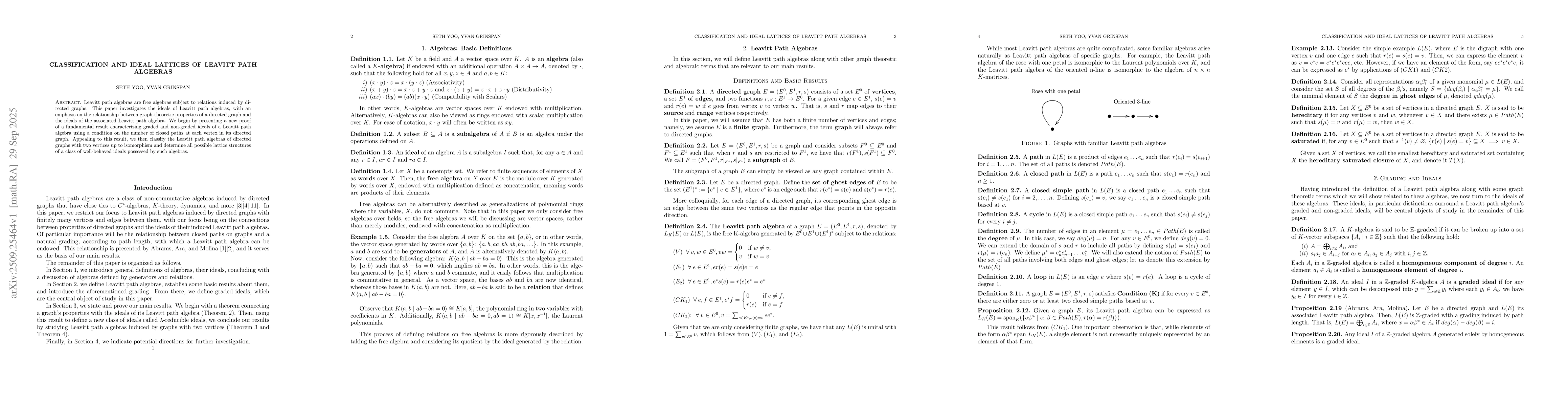 Thumbnail for Classification and Ideal Lattices of Leavitt Path Algebras