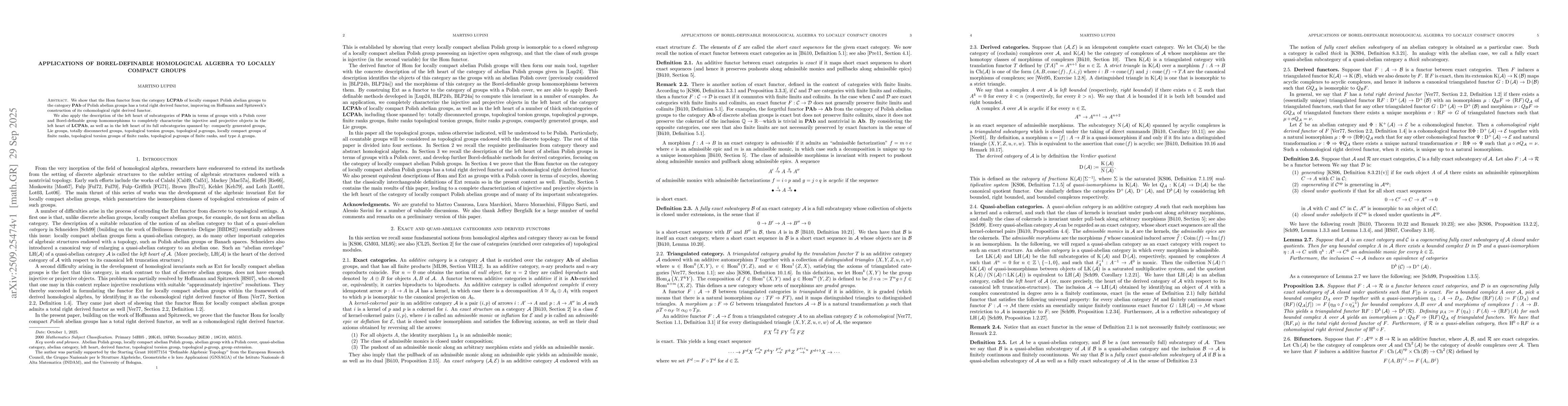 Thumbnail for Applications of Borel-definable homological algebra to locally compact
  groups
