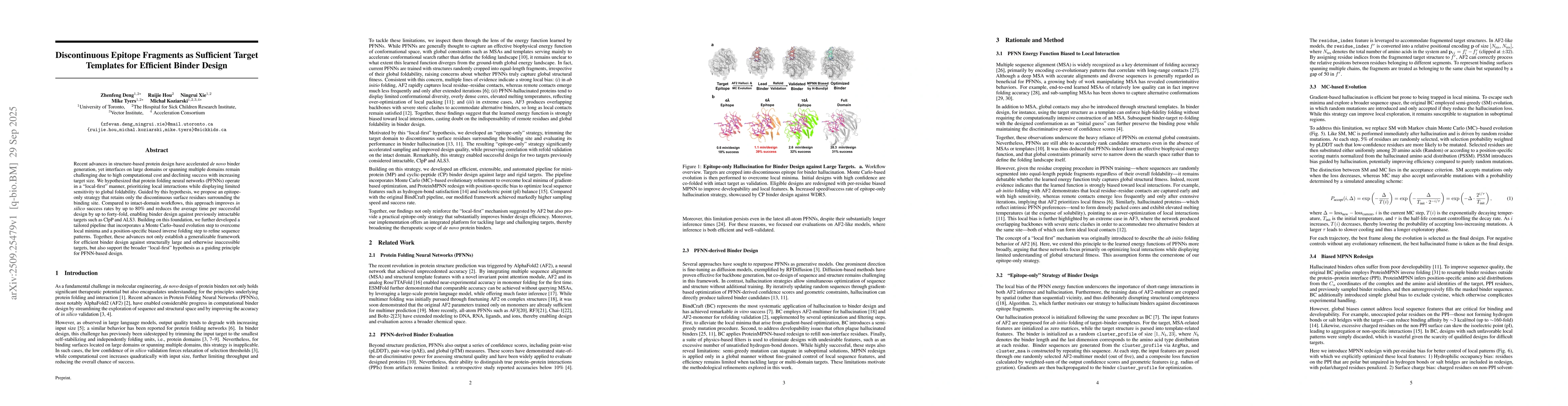 Thumbnail for Discontinuous Epitope Fragments as Sufficient Target Templates for
  Efficient Binder Design
