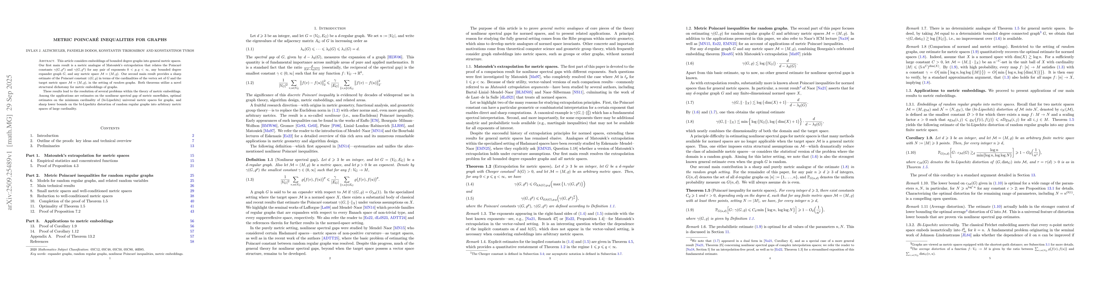 Thumbnail for Metric Poincaré inequalities for graphs