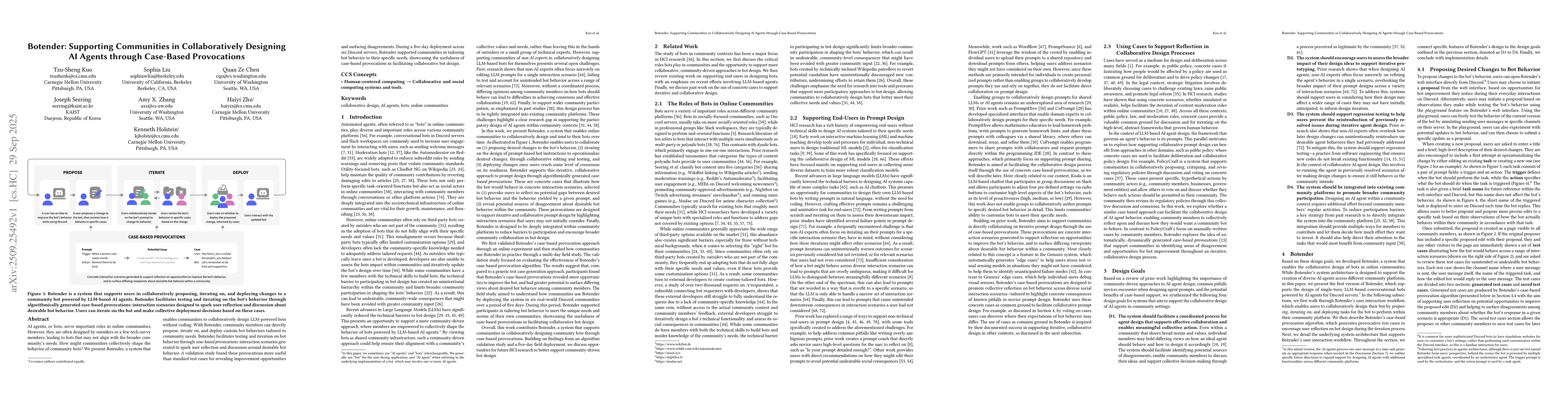 Thumbnail for Botender: Supporting Communities in Collaboratively Designing AI Agents
  through Case-Based Provocations