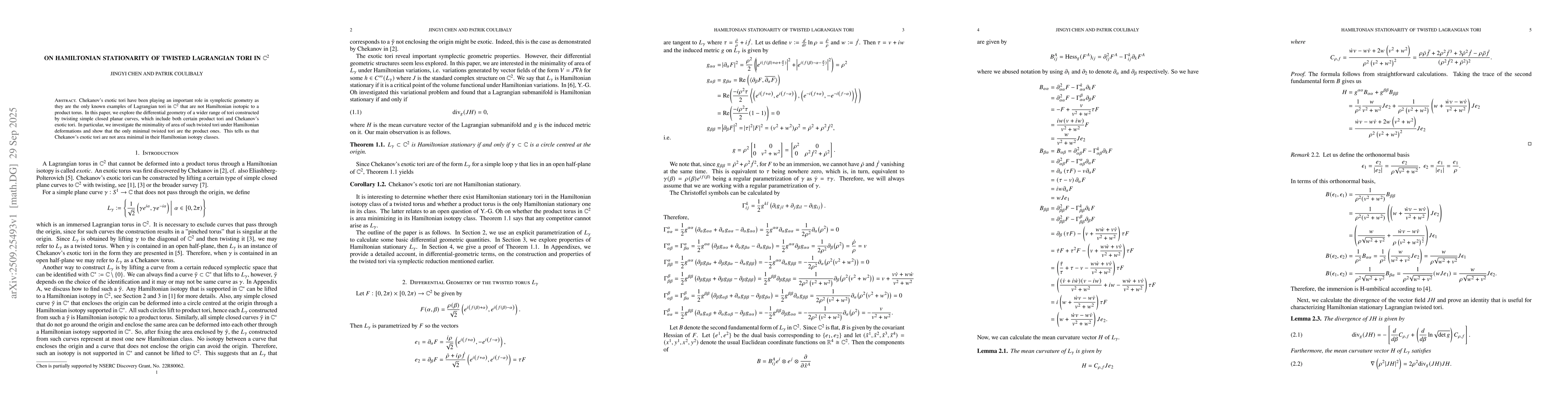 Thumbnail for On Hamiltonian stationarity of twisted Lagrangian tori in
  ${\mathbb{C}}^2$