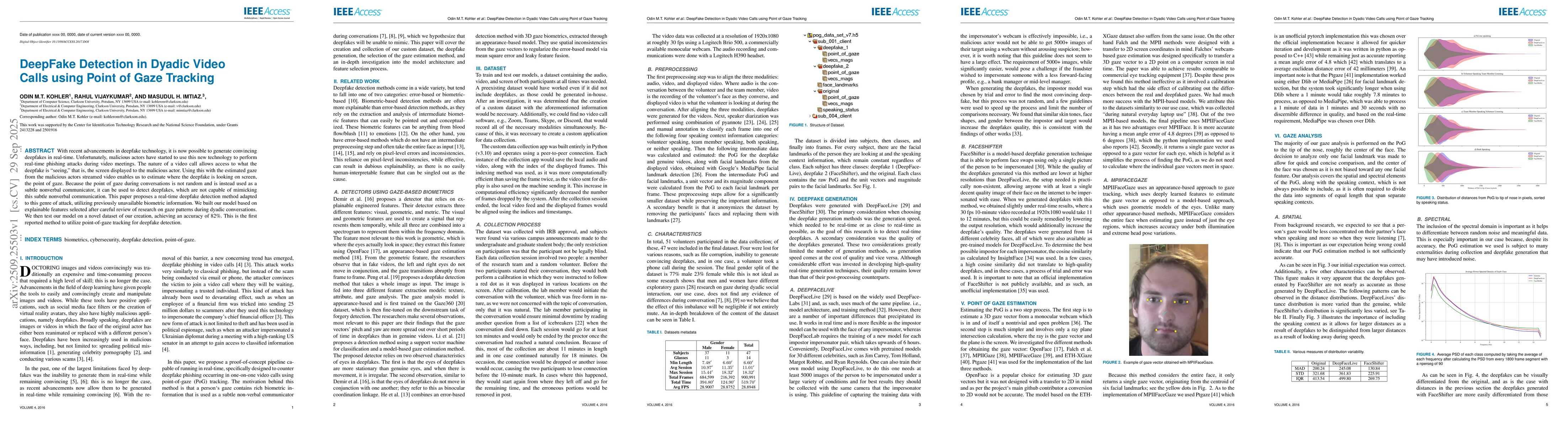 Thumbnail for DeepFake Detection in Dyadic Video Calls using Point of Gaze Tracking